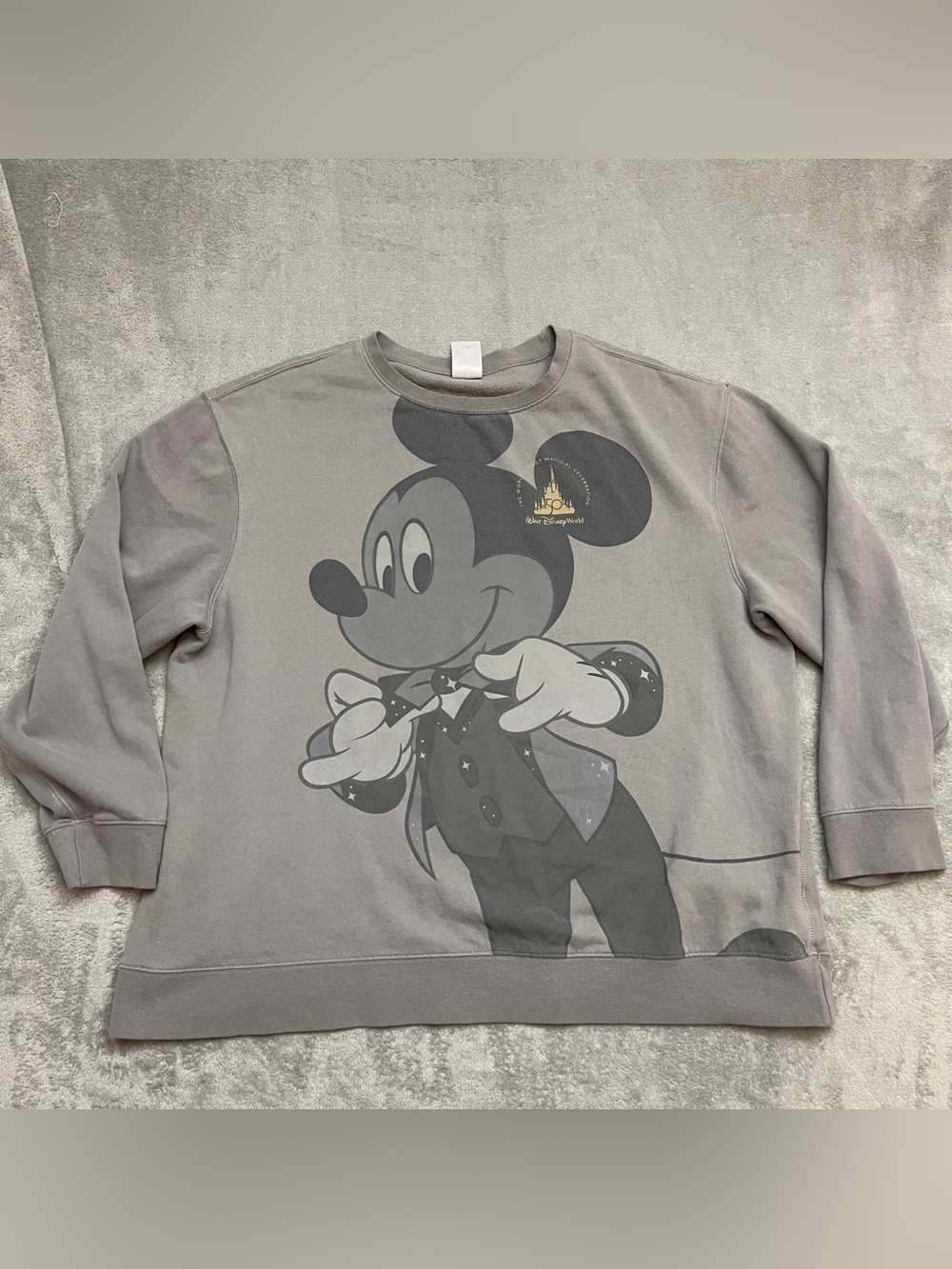 Disney World 50th Anniversary Mickey Mouse Gray Sweatshirt 2XL Crewneck Pullover